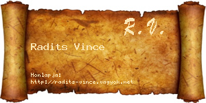 Radits Vince névjegykártya